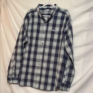 Columbia Men's Navy and Gray Plaid Shirt